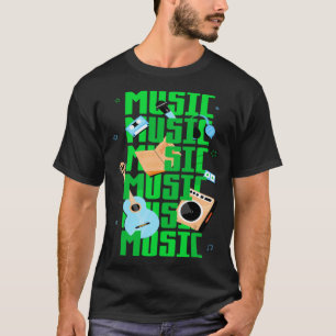 T-shirt musique guitare instruments casque
