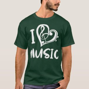 T-shirt Musique I Love Music Design