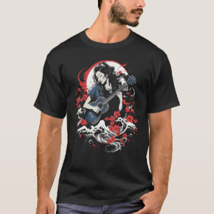 T-shirt Musique Japonaise Guitare Femme Enka Ballade Graph
