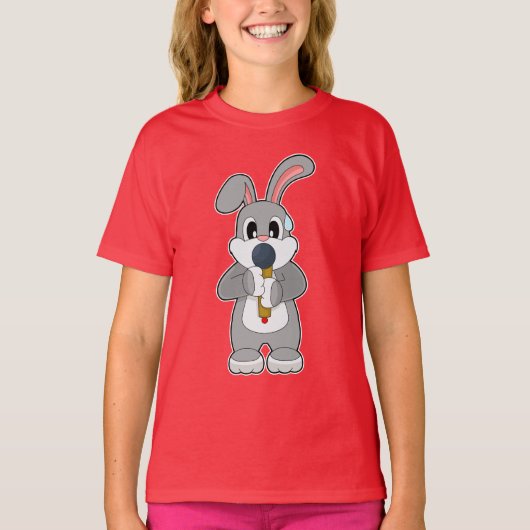 T-shirt Musique Microphone chanteur de lapin (Devant)