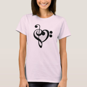 T-shirt Musique musicienne Note Coeur Motif