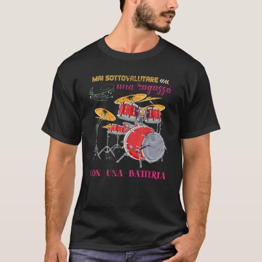 T-shirt Musique Ne Sous-Estime Jamais Une Fille Avec Batte (Devant)