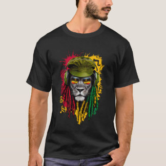 T-shirt Musique Rasta Reggae Lion de Juda Fierté Rastafari