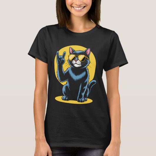 T-shirt Musique Rock Chat (Devant)