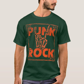 T-shirt Musique Rock Punk Squelette Diable Corne Signe De