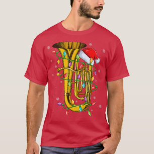 T-shirt Musique Tuba Éclairage de Noël Correspondance Sant