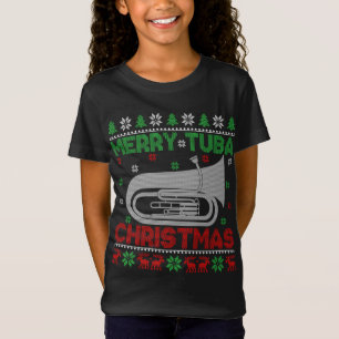 T-Shirt Musique Tuba Lover Xmas Éclairage laid Merry Tuba 