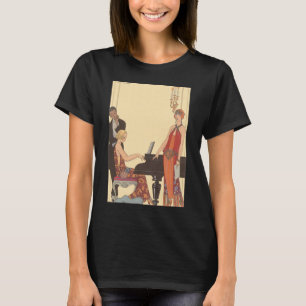 T-shirt Musique Vintage, Art Déco Pianiste Musicien Chante