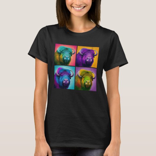 T-shirt Musk Ox Pop Illustration Animale Colorée Femmes (Devant)