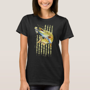 T-shirt Musky Fishing American Camo Usa Drapeau Pour Pêche
