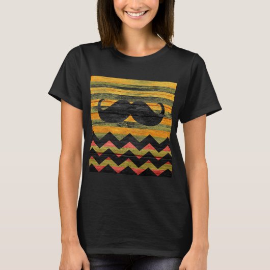 T-shirt Mustache Chevron Bois moderne #3 (Devant)