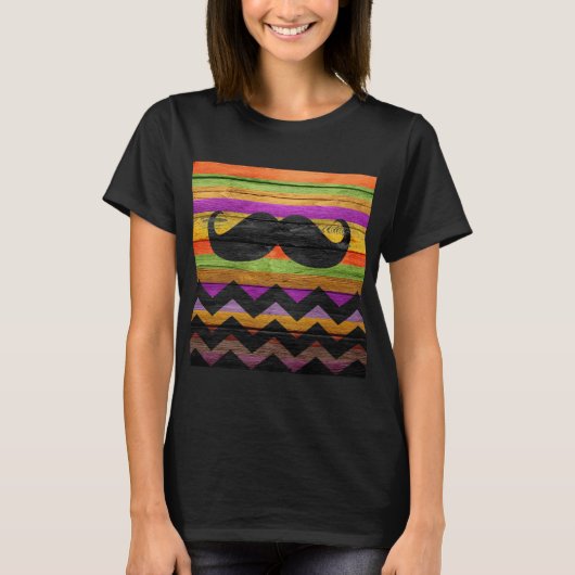 T-shirt Mustache Chevron Bois moderne #4 (Devant)