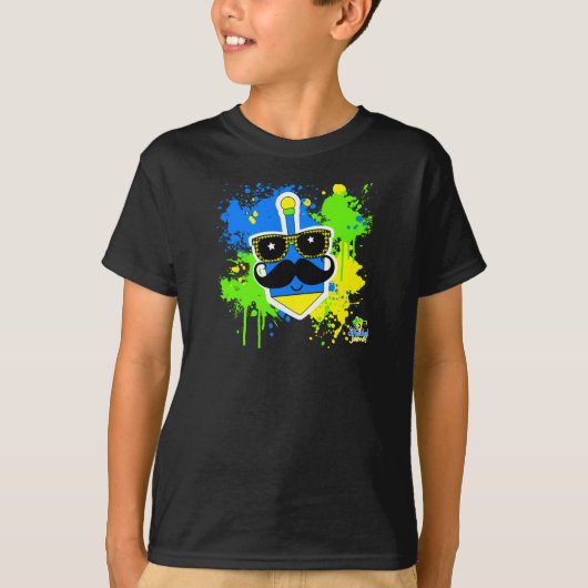T-shirt Mustache Dreidel - Chemise noire (Devant)