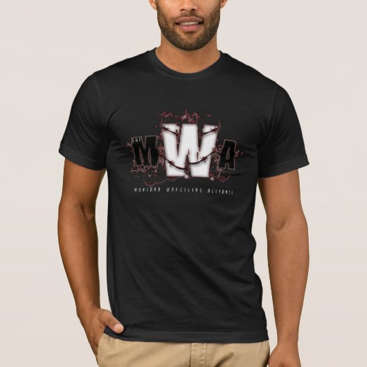 T-shirt MWA - Classique (rouge foncé sur le noir) (Devant)