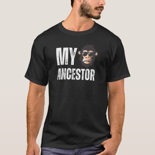 T-shirt My Ancestor Monkey  Chimpanzee Authentic Awesome M (Devant)