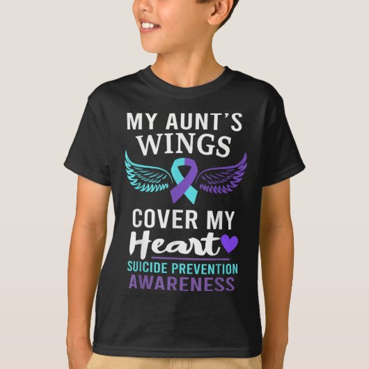 T-shirt My Aunt's Wings Cover Heart Suicide Awareness Ribb (Devant)