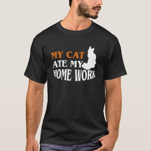 T-shirt My Cat Ate My Homework   Cats   And Owner (Devant)