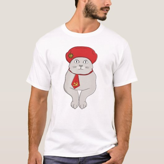 T-shirt My Cat is a Communist Funny Soviet Meme Cat (Devant)