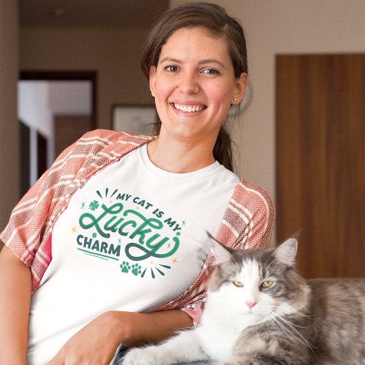 T-shirt My Cat is My Lucky Charm St Patrick's Day Custom