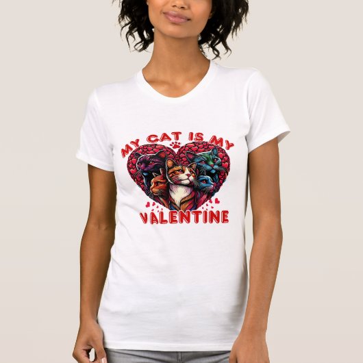 T-shirt My Cat is My Valentine Cute Valentine's Day Cat (Devant)