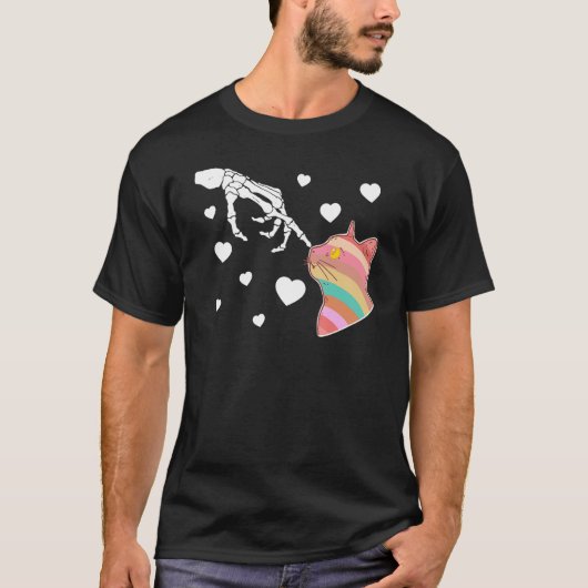T-shirt My cat is my valentine Skeleton Hand Valentines Da (Devant)