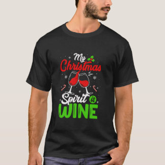 T-shirt My Christmas Spirit est Wine Funny Holiday Drinkin
