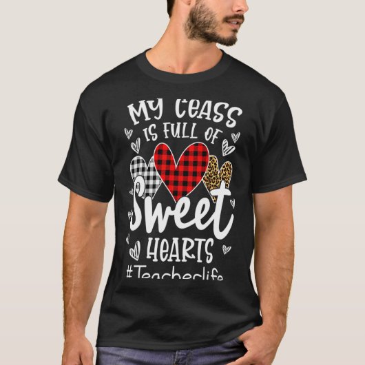 T-shirt My Cl Is Full Of Heart Red Plaid Leopard Valent  (Devant)