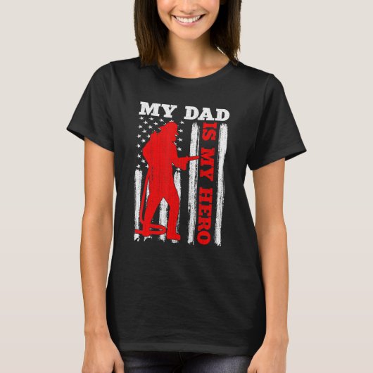 T-shirt My Daddy Is My Hero USA Flag Firefighter Fireman D (Devant)