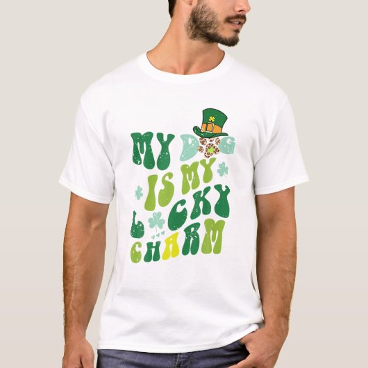 T-shirt My Dog Is My Lucky Charm St Patrick's Day Shamrock (Devant)