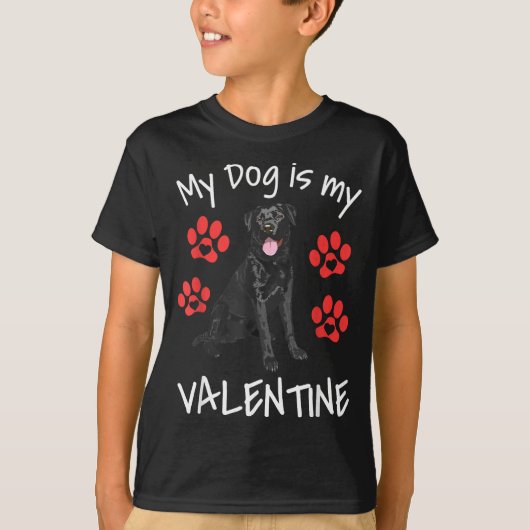 T-shirt My Dog Is My Valentine Funny Black Lab Cute Dog Pa (Devant)
