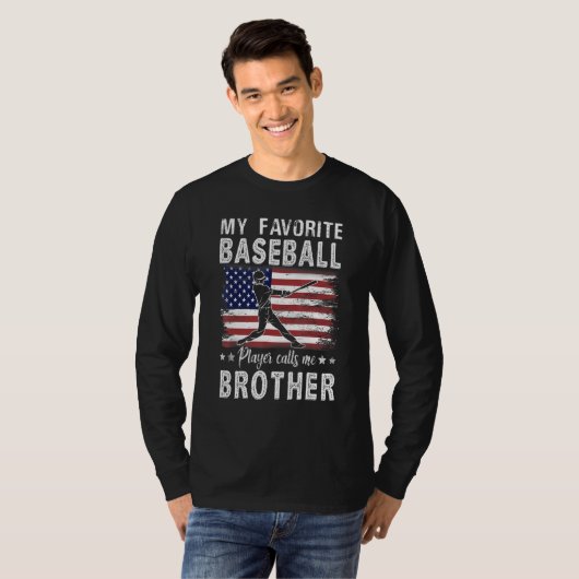 T-shirt My Favorite Baseball Player Calls Me Brother Ameri (Devant entier)