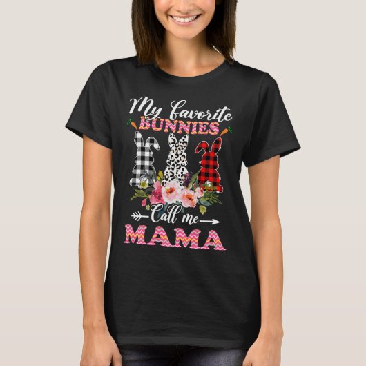 T-shirt My Favorite Bunnies Call Me Mama Easter Leopard (Devant)