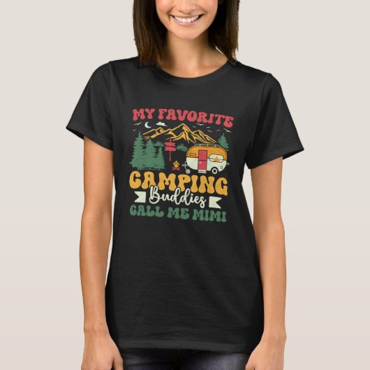 T-shirt My Favorite Camping Buddies Call Me Mimi Groovy Ca (Devant)