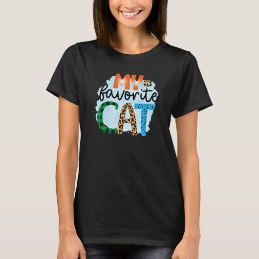 T-shirt My Favorite Cat Graphic Patchwork (Devant)