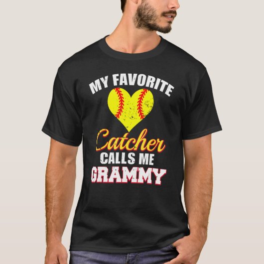 T-shirt My Favorite Catcher Calls Me Grammy Catcher Softba (Devant)
