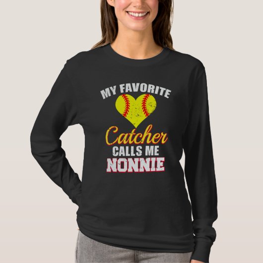 T-shirt My Favorite Catcher Calls Me Nonnie Catcher Softba (Devant)