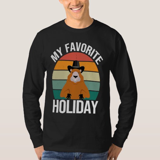 T-SHIRT MY FAVORITE HOLDIDAY  GROUNDHOG DAY SUNSET RETRO (Devant)