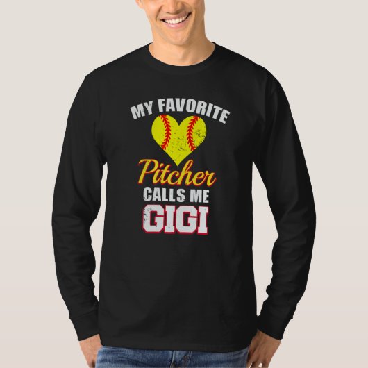 T-shirt My Favorite Pitcher Calls Me Gigi Pitcher Softball (Devant)
