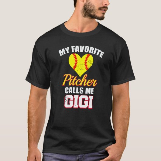 T-shirt My Favorite Pitcher Calls Me Gigi Pitcher Softball (Devant)