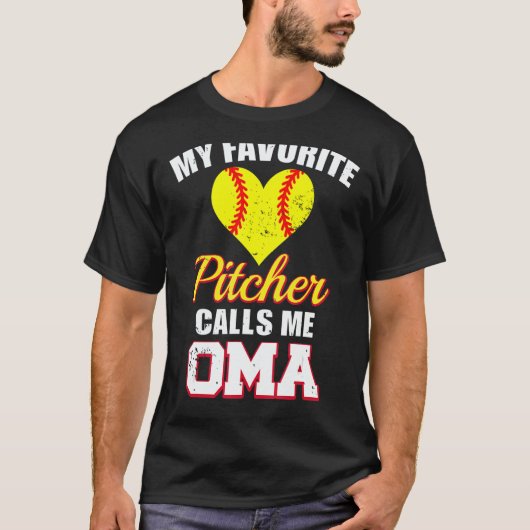 T-shirt My Favorite Pitcher Calls Me Oma Pitcher Softbal (Devant)