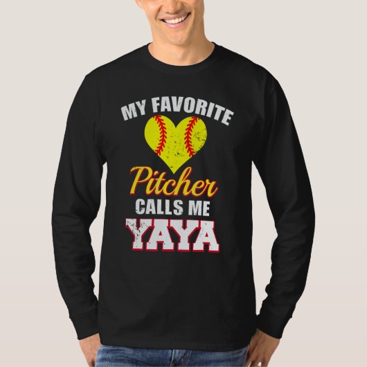 T-shirt My Favorite Pitcher Calls Me Yaya Pitcher Softball (Devant)