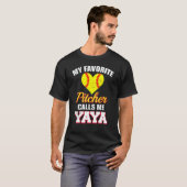 T-shirt My Favorite Pitcher Calls Me Yaya Pitcher Softball (Devant entier)