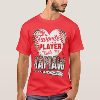 T-shirt My Favorite Player Calls Me Mamaw Baseball Leopard