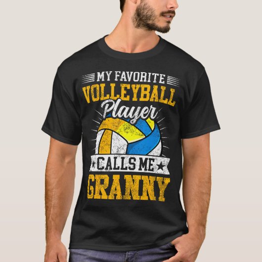 T-shirt My Favorite Volleyball Player Calls Me Granny Moth (Devant)