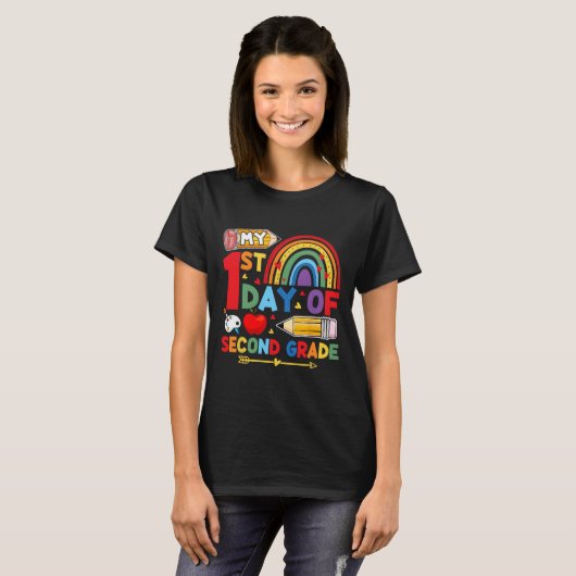 T-shirt My First Day Of 2nd Grade Second Grade Rainbow  (Devant entier)