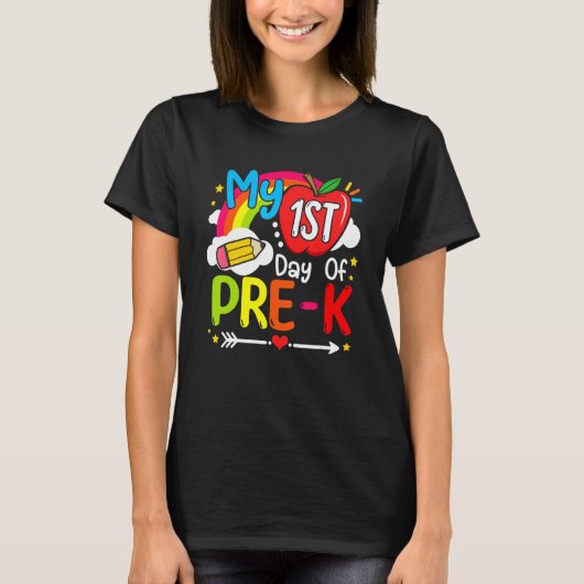 T-shirt My First Day Of Pre K Back To School Girls Boys K (Devant)