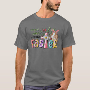 T-shirt My First Easter Bunny Spring Floral Christian Cros