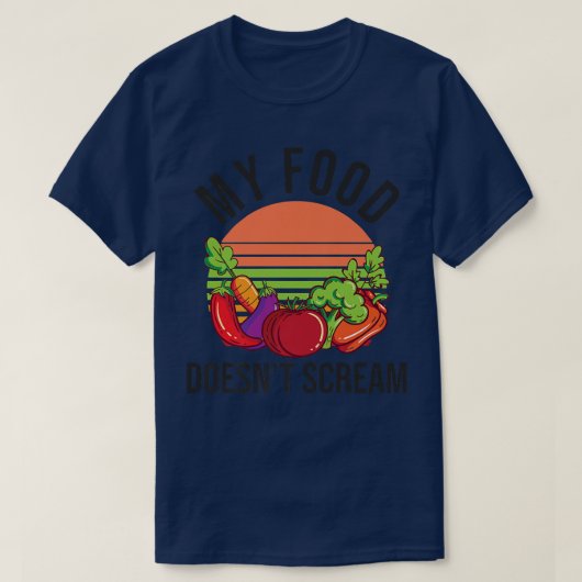 T-shirt My Food Doesn't Scream Design Vegan  (Design devant)