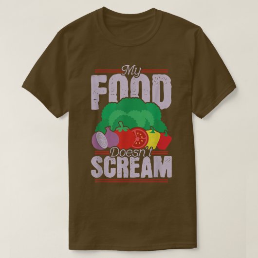 T-shirt My Food Doesn't Scream, Vegan  (Design devant)