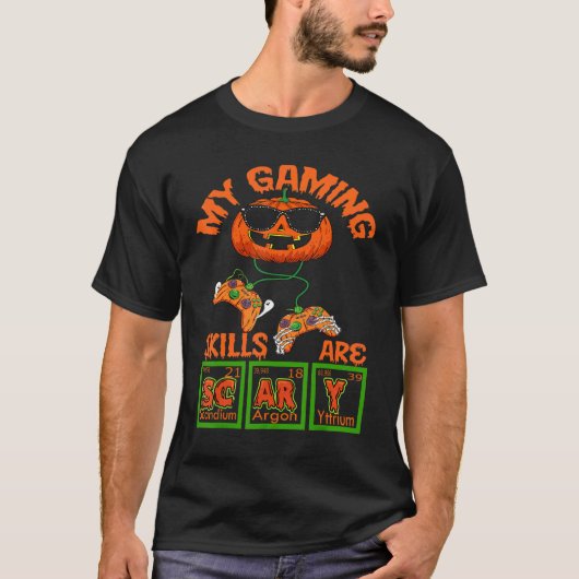 T-shirt My Gaming Skills Are Scary Pumpkin Periodic table (Devant)
